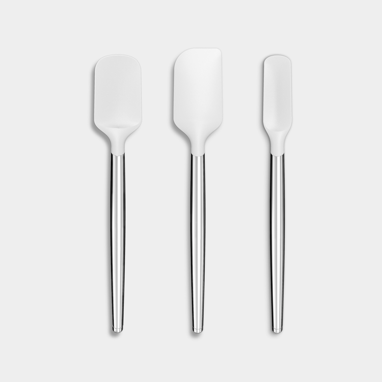 Metal Handle Silicone Spatulas - Large (3 Piece Set)