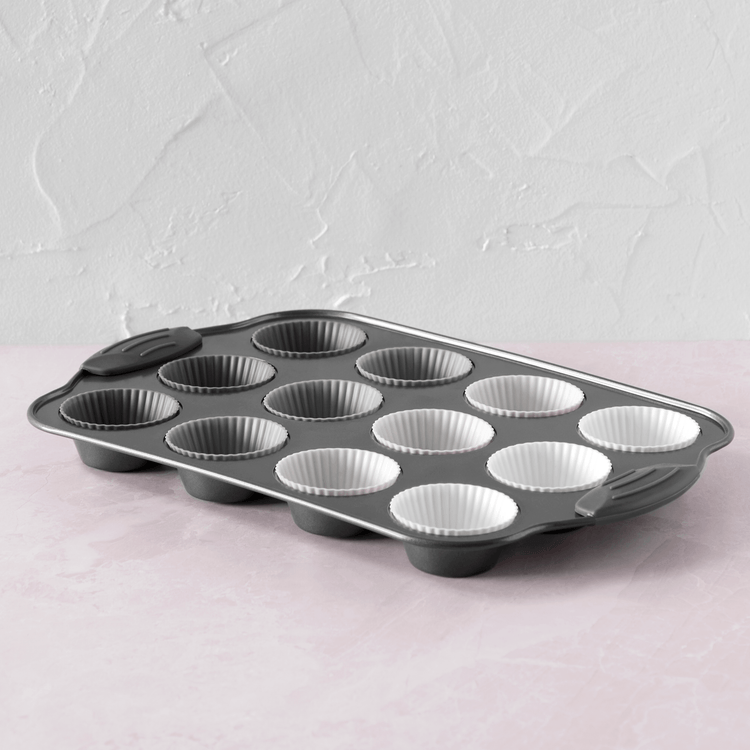 Mini Muffin Pan with Removable Silicone Liners (13 Piece Set)