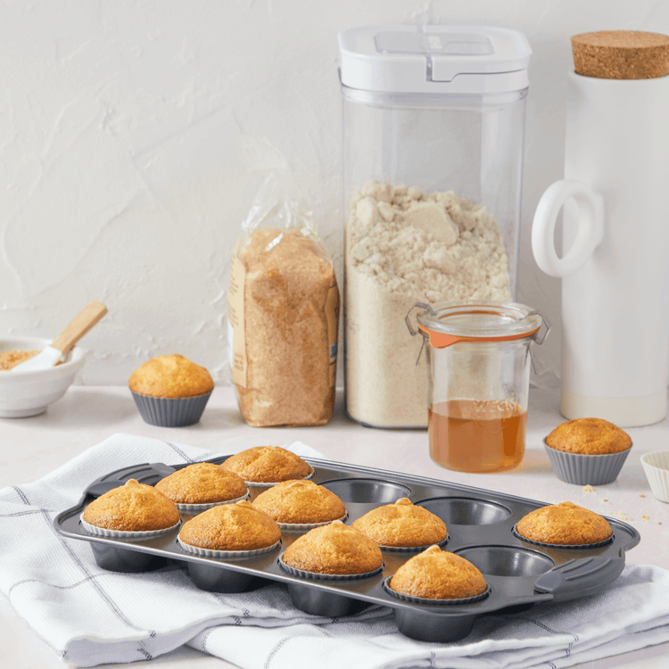 Mini Muffin Pan with Removable Silicone Liners (13 Piece Set)