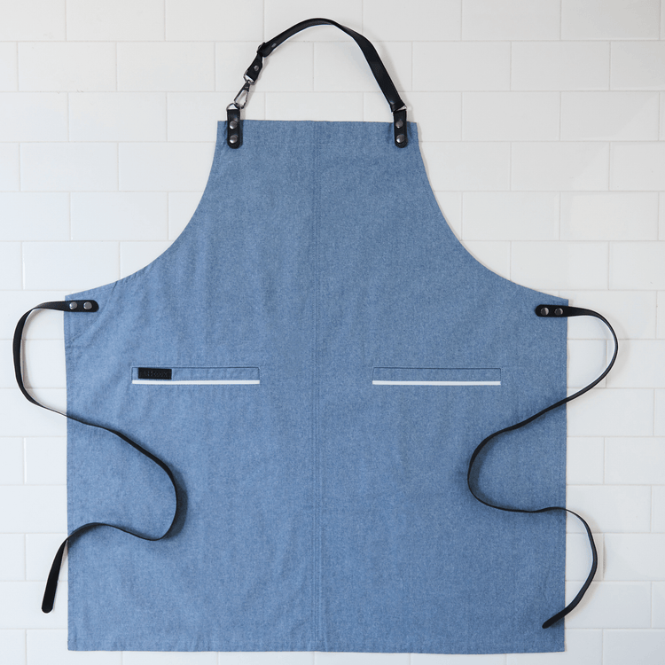 Chambray Apron with Vegan Leather Trim