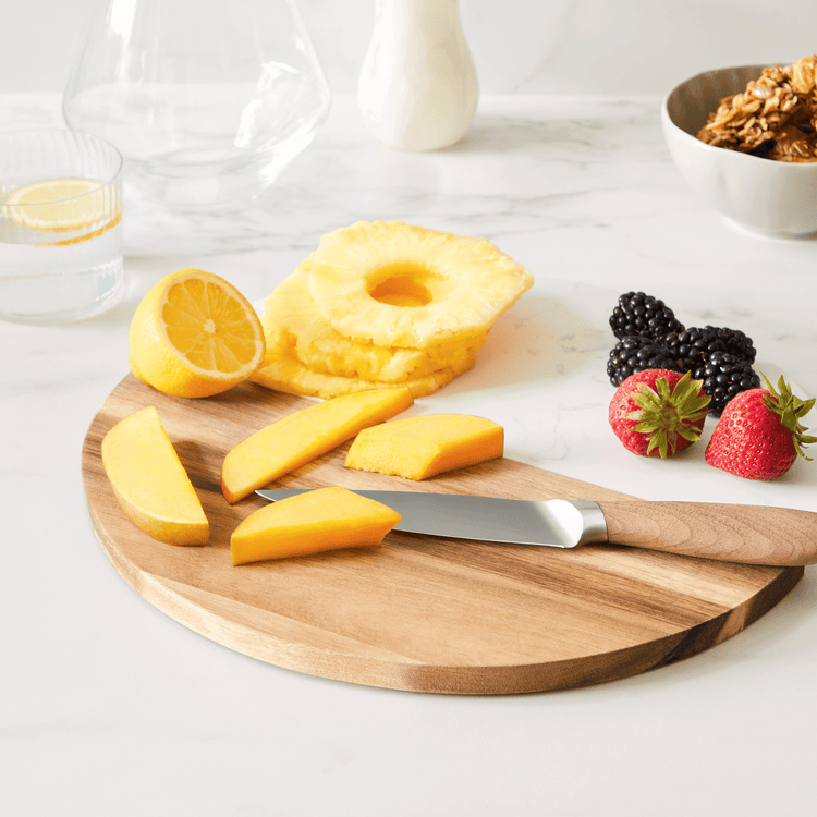 Round Acacia Wood & White Marble Board Small