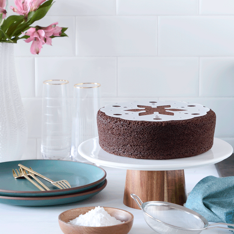 10” Ceramic & Wood Cake Stand