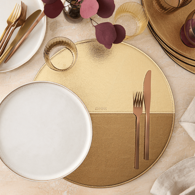 Vegan Leather Two-colored Hardcover Placemats (Set of 4)