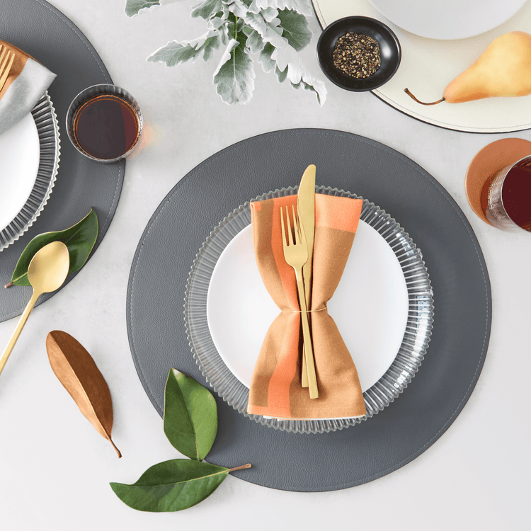 Vegan Leather Hardcover Placemats Solid Color (Set of 4)