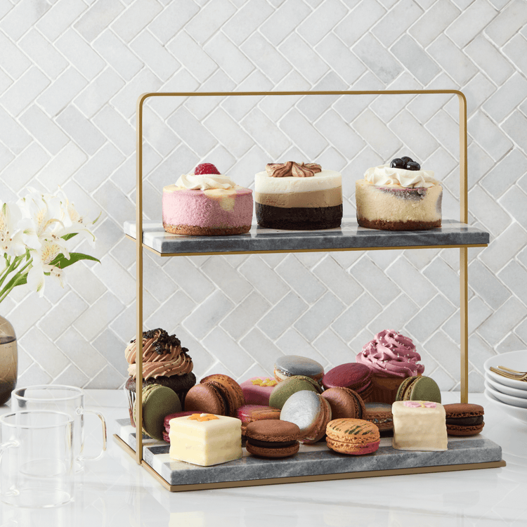 Striped Marble Two Tier Serving Platter