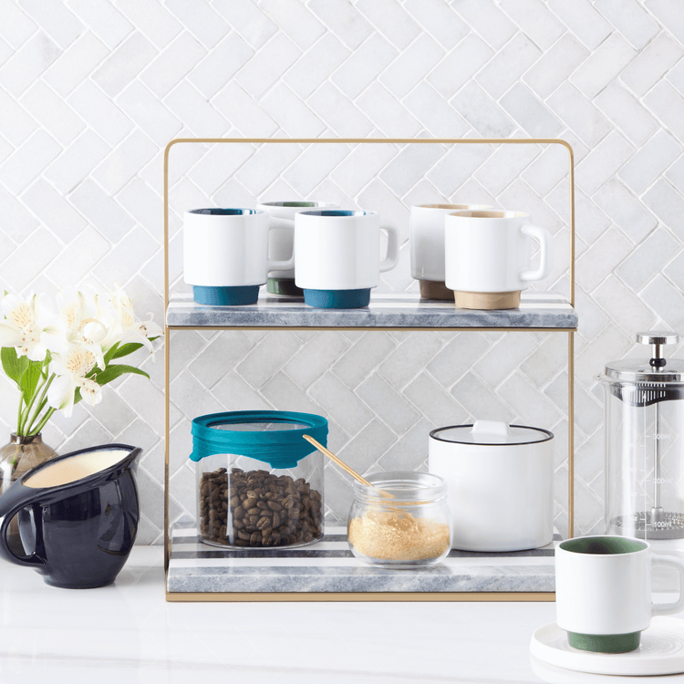 Striped Marble Two Tier Serving Platter