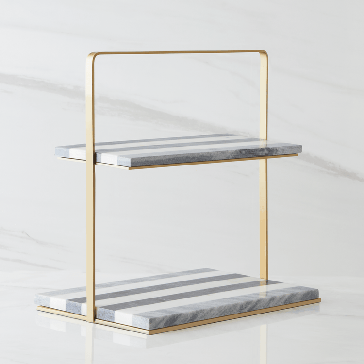 Striped Marble Two Tier Serving Platter