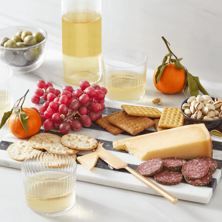 Striped Marble Cheese Board with Gold Knife
