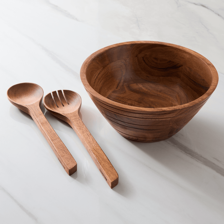 Wooden Salad Spoon and Bowl Set