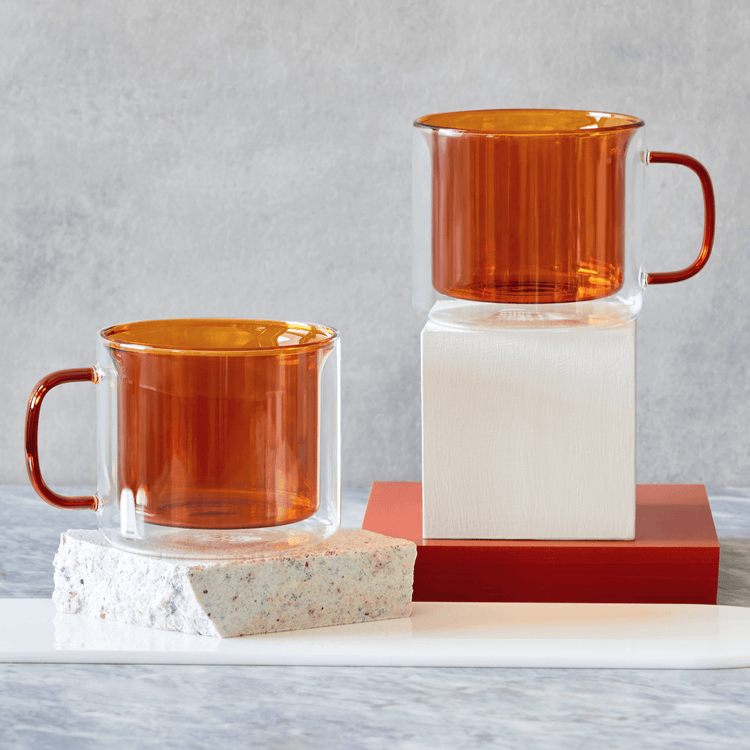 Double Walled Glass Mugs (2 Piece Set)