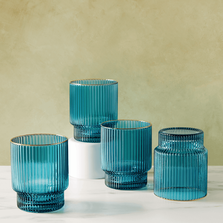 Ripple Rocks Emerald Glasses (4 Piece Set)