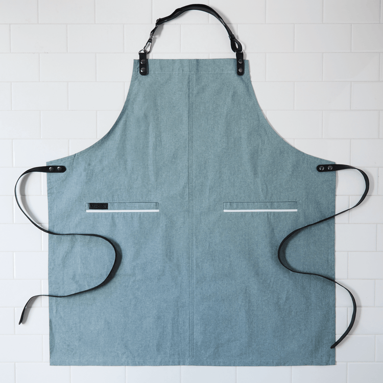 Chambray Apron with Vegan Leather Trim