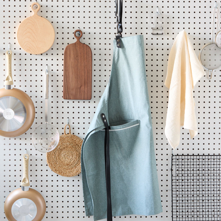 Chambray Apron with Vegan Leather Trim
