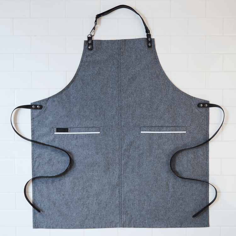 Chambray Apron with Vegan Leather Trim