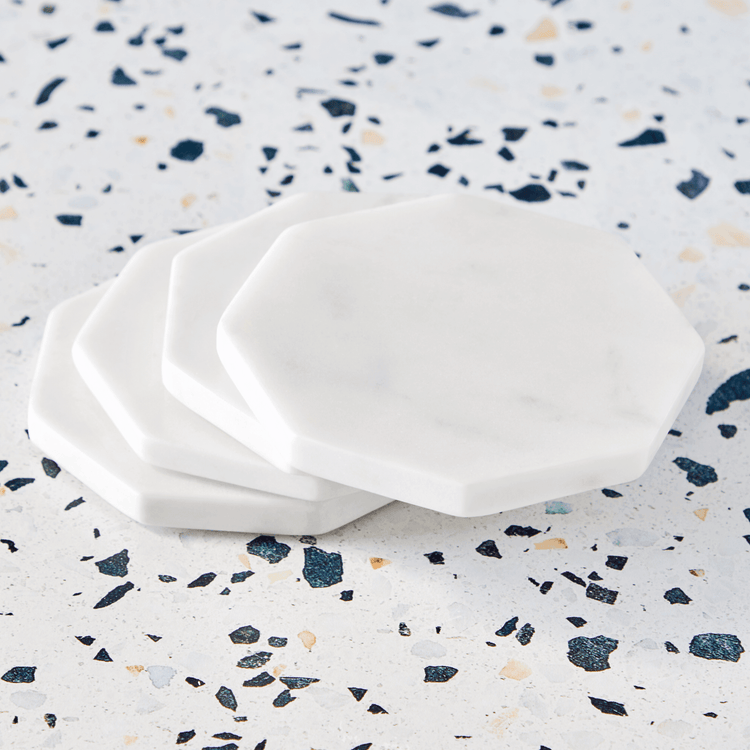 Winter White Marble Coasters - Set of 4
