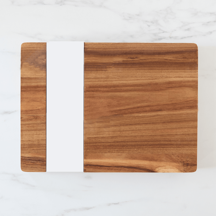 2-In-1 Acacia Wood & White Marble Serve Board