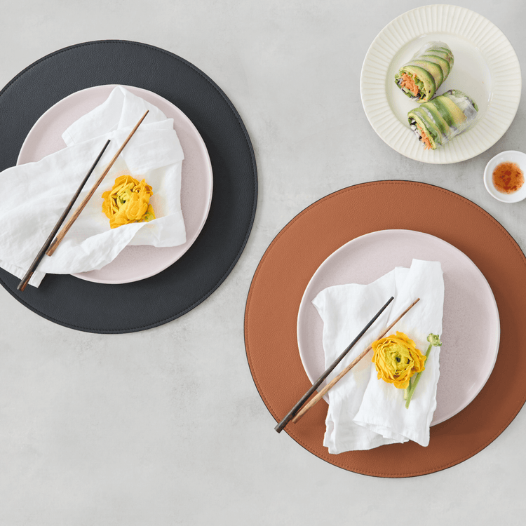 Vegan Leather Hardcover Placemats Solid Color (Set of 4)