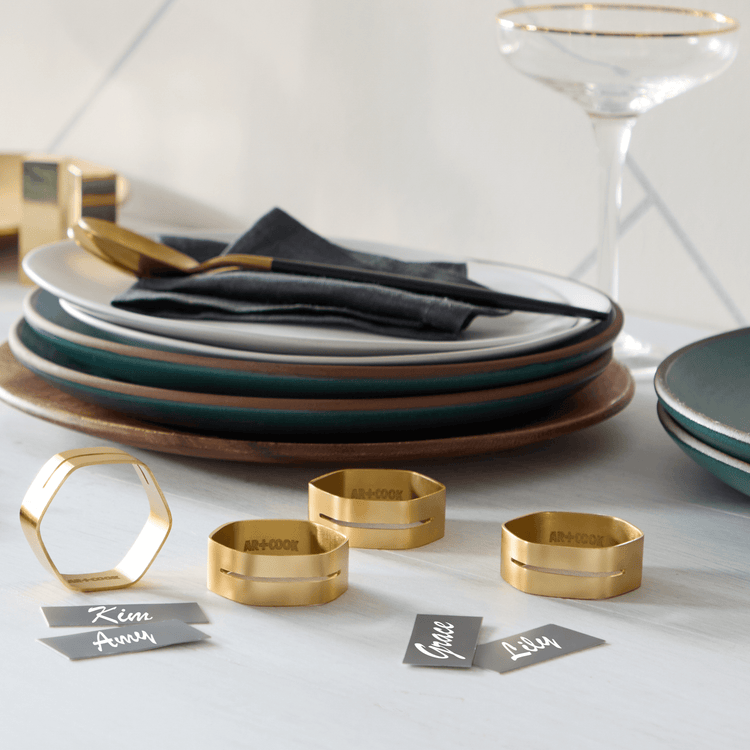 Hexagonal Metallic Napkin Holders (Set of 4)