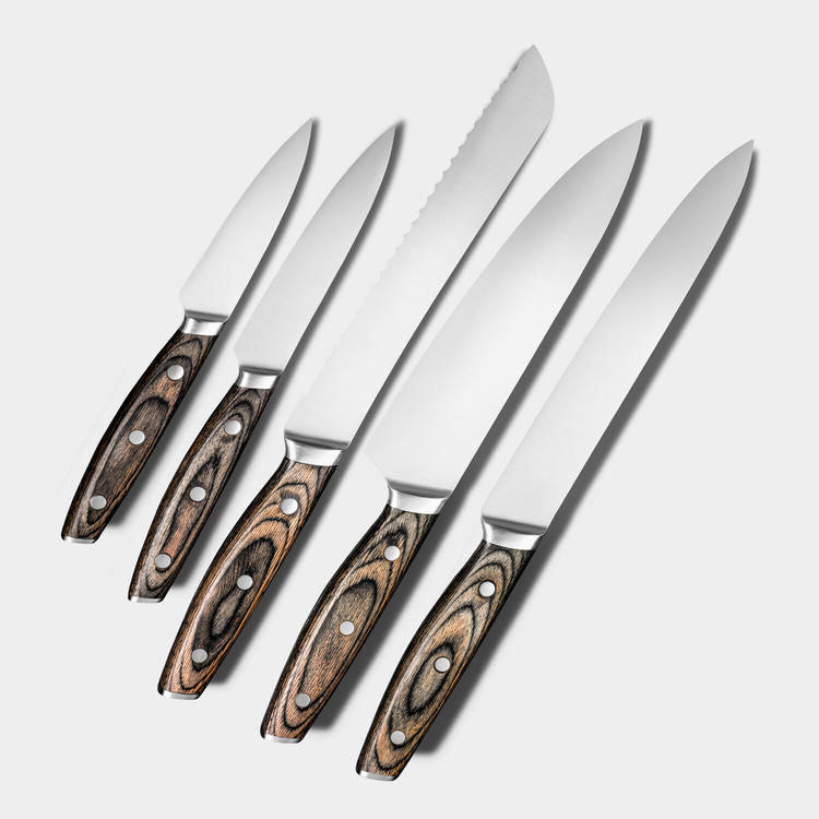 Knife Set with Magnetic Wood Block (6 Piece Set)