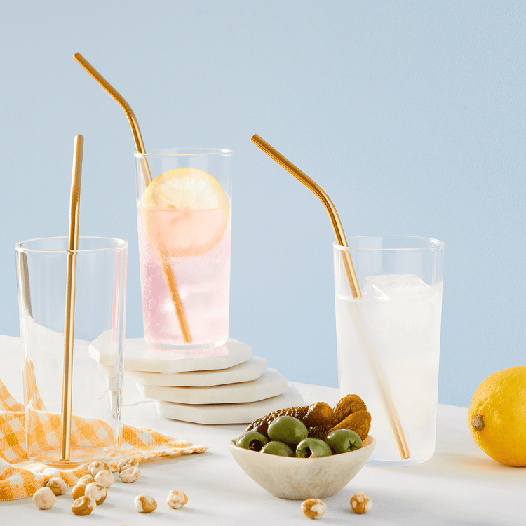 Reusable Straws with Brush (7 Piece Bent Set)