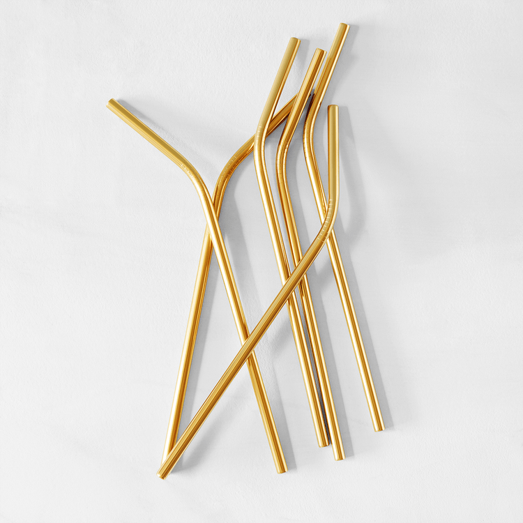 Reusable Straws with Brush (7 Piece Bent Set)