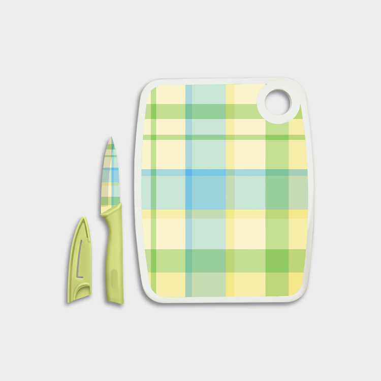 Cutting Board with Coordinating Ceramic Knife (3 Piece Set)