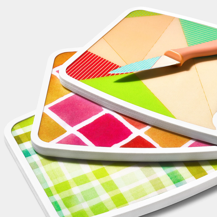 Cutting Board with Coordinating Ceramic Knife (3 Piece Set)