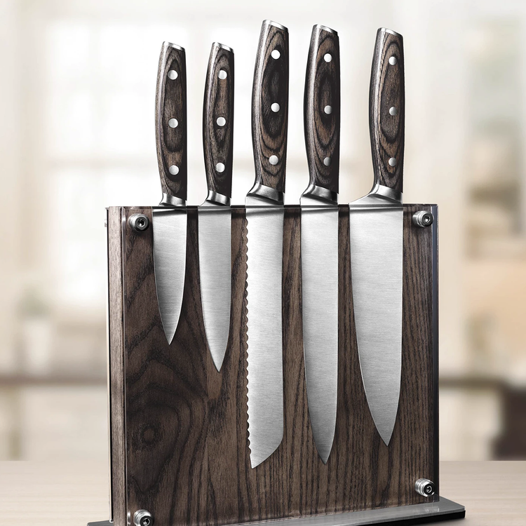 Knife Set with Magnetic Wood Block (6 Piece Set)