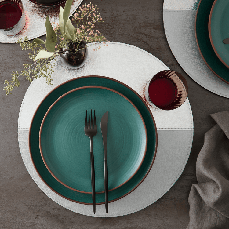 Vegan Leather Two-colored Hardcover Placemats (Set of 4)