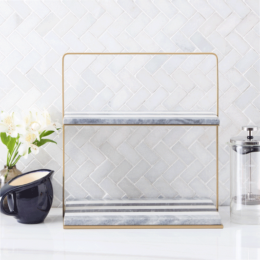 Striped Marble Two Tier Serving Platter