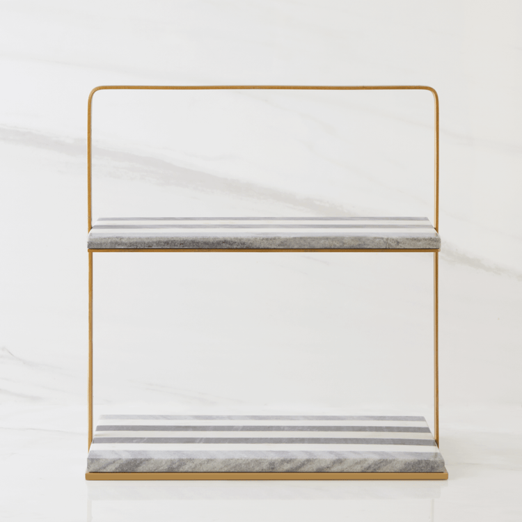 Striped Marble Two Tier Serving Platter