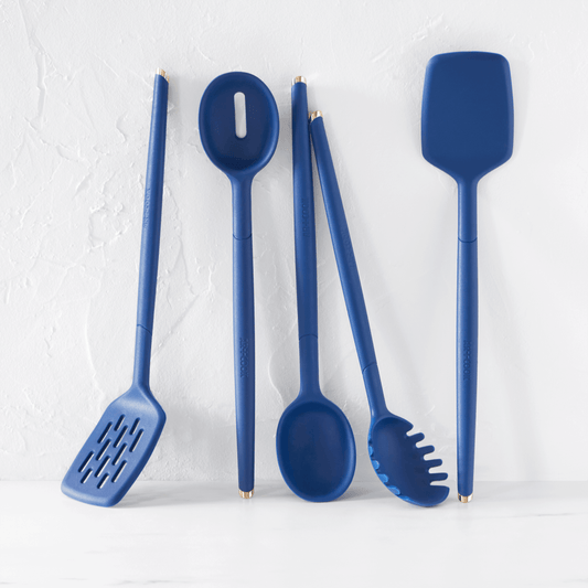 Oster Bluemarine 2 Piece Slotted Turner and Spoon Utensil Set in Navy Blue