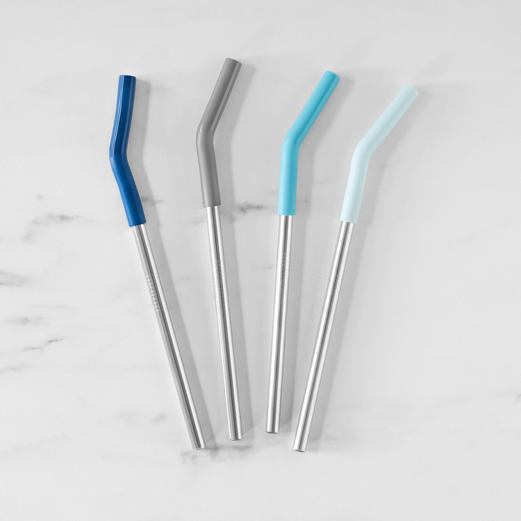 Reusable Straws with Removable Silicone Head and Brush (5 Piece Set)