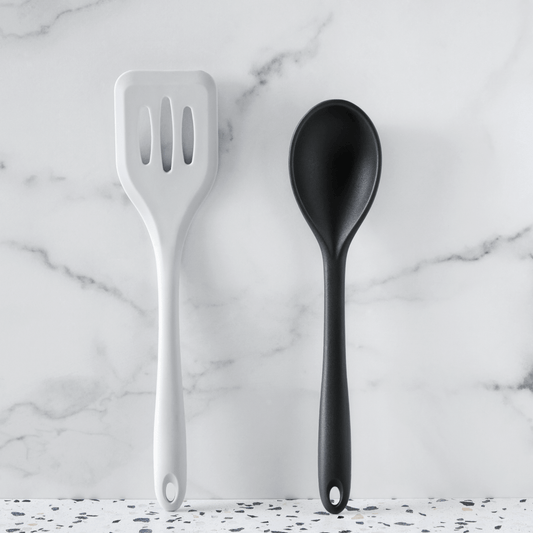 10.5” Silicone Slotted Turner & Solid Spoon (2 Piece Set)