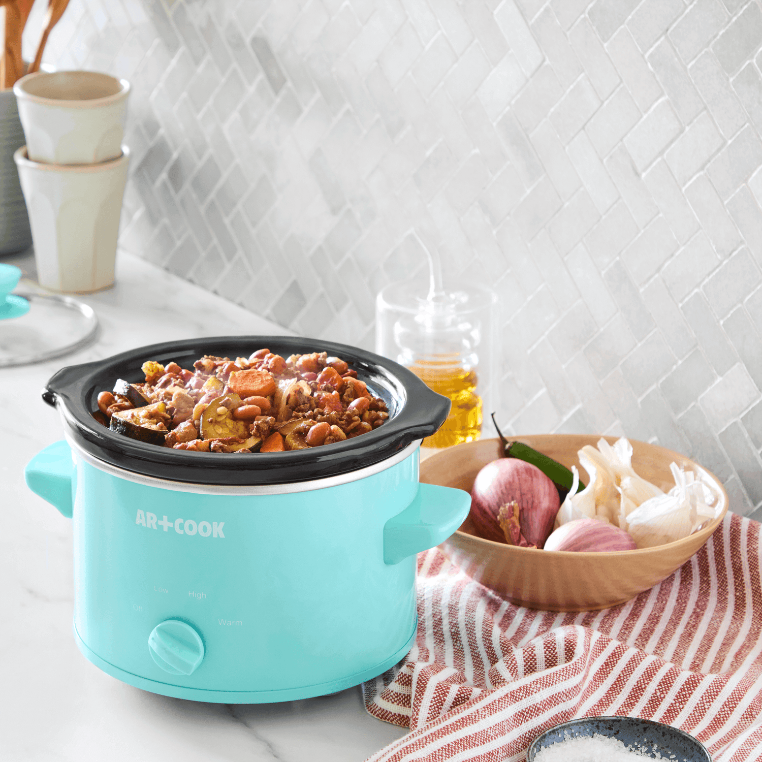 KOOC - Small Slow Cooker - 2 Quart, Pink, with Free Liners