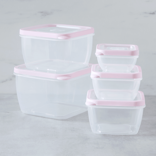 Easy Essentials 10 Pieces Square Food Storage Container Set, Clear
