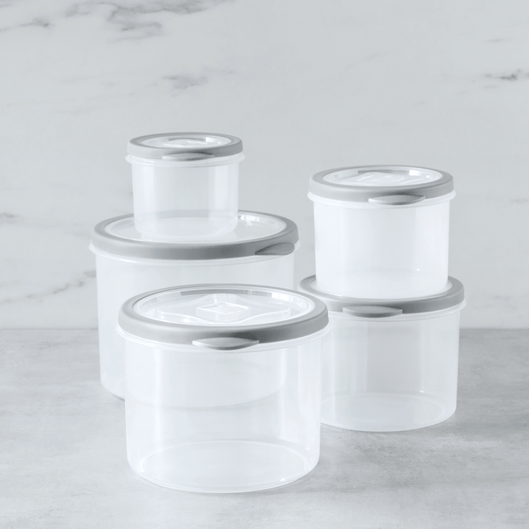Round Plastic Containers with Vent (10 Piece Set)