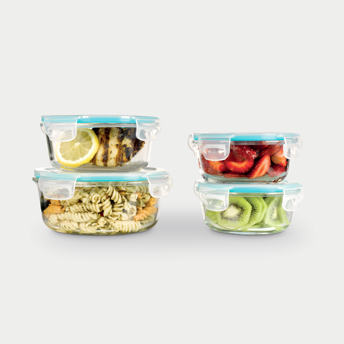 coccot 5-Pack Stackable Glass Food Storage Jars  